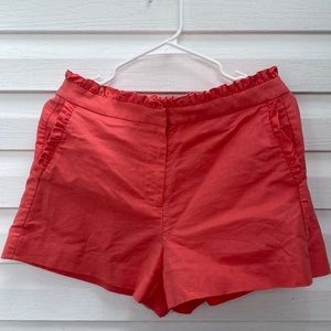 Coral pink J. Crew women’s shorts with ruffle details